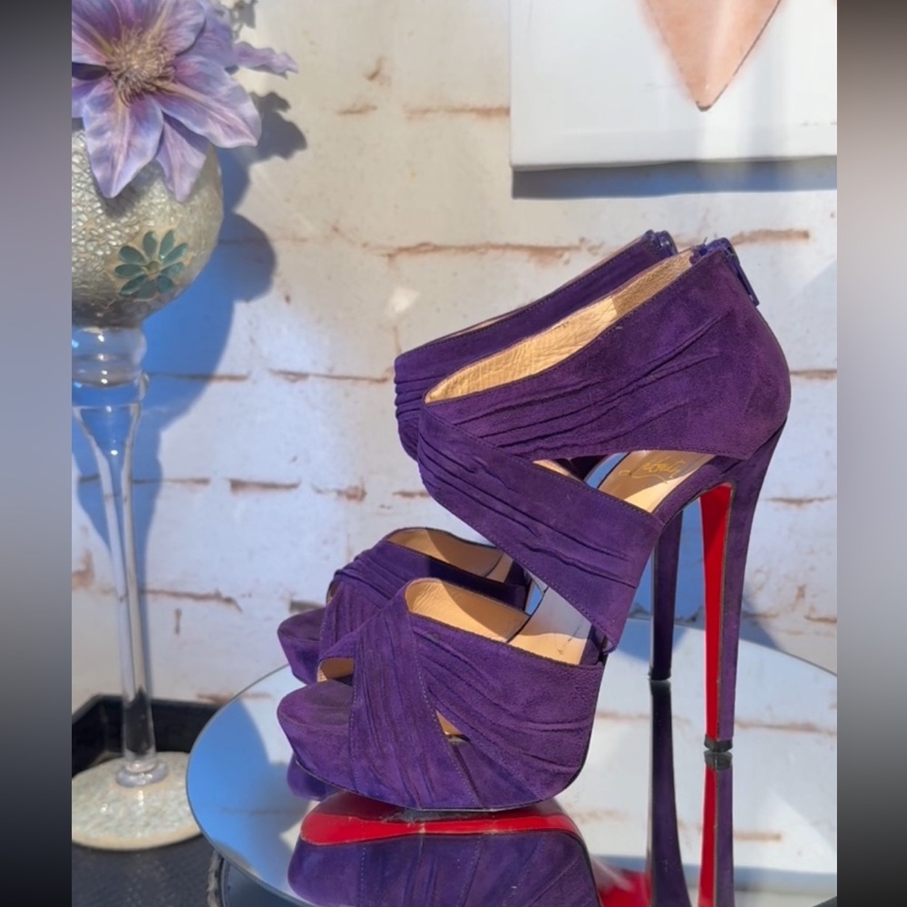 CHRISTIAN LOUBOUTIN bandra 140 veau velours PURPLE Heels 37.5